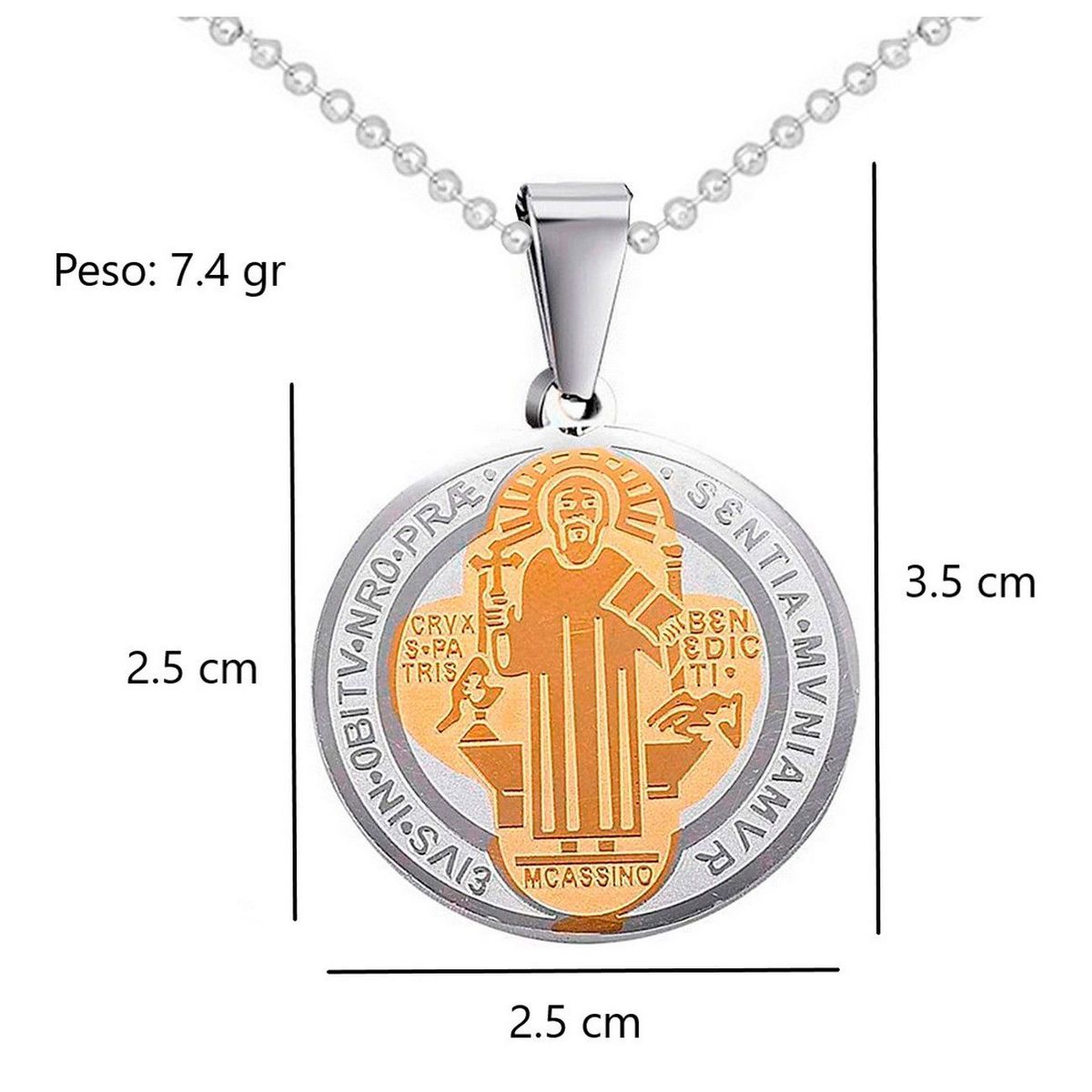 DAYOSHOP - Collar San Benito Medalla Porteccion Acero  Estuche_.