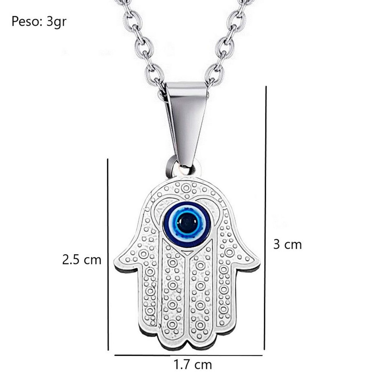 DAYOSHOP - Collar Mano Jamsa Fatima Ojo Turco Acero Inoxidable Estuche_.