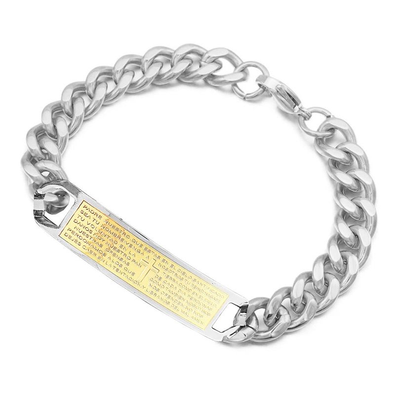 DAYOSHOP - Pulsera Padre Nuestro Acero Hombre Gruesa  Estuche