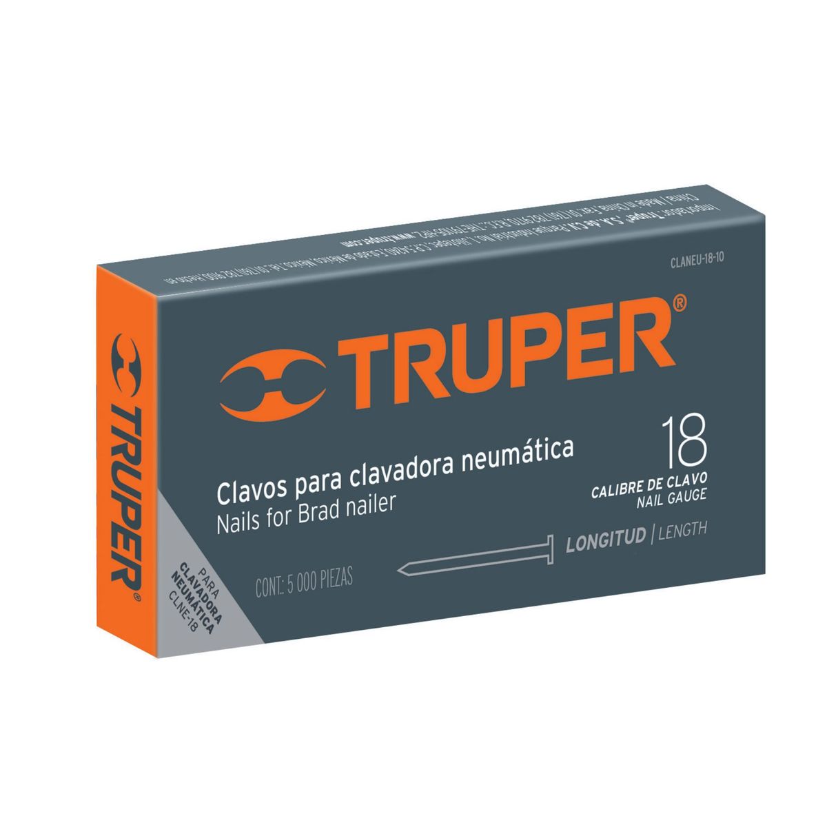 TRUPER - Caja De 5.000 Clavos Para Clavadora Calibre 18, Largo 40 Mm Truper