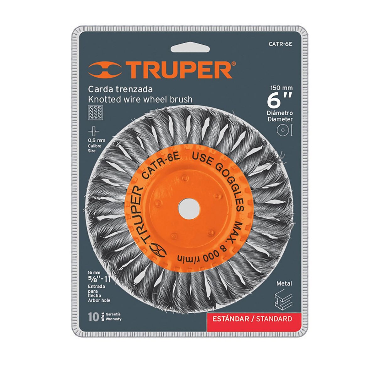 TRUPER - Grata Circular De Alambre Trenzado De 6", Eje De 5/8-11 Truper