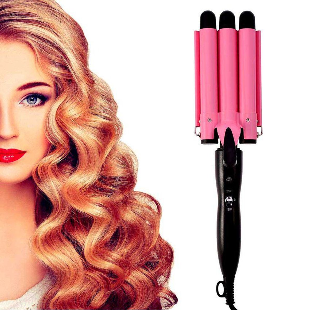 ZHOPI CO - Rizador Ondulador Profesional Triple Tubo Ceramico Ondas Sirena