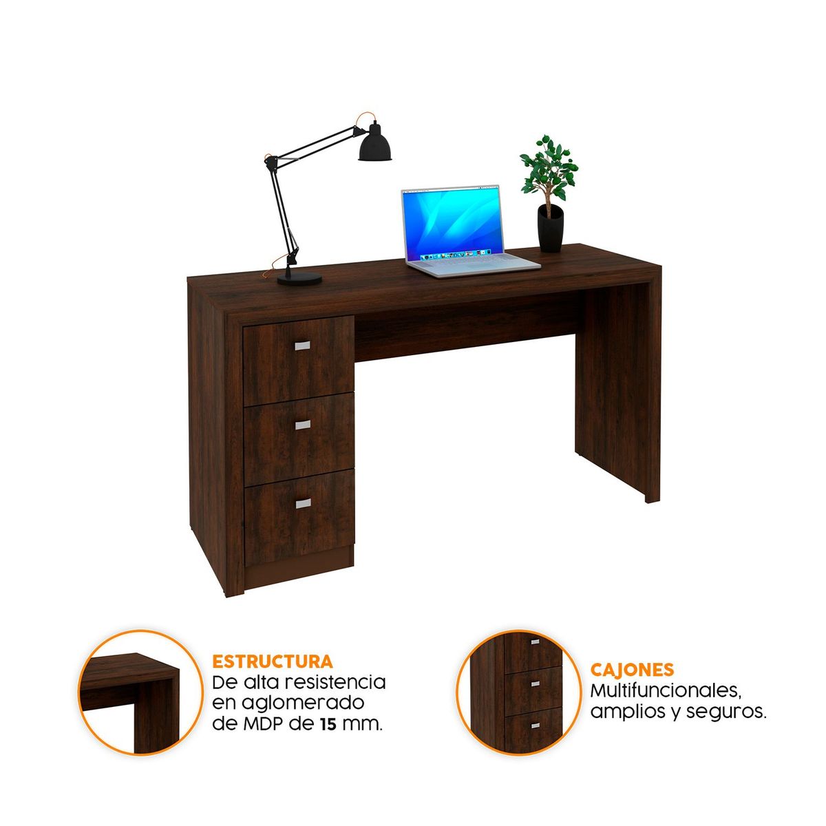 BONNO - Escritorio De Oficina Carson Rústico