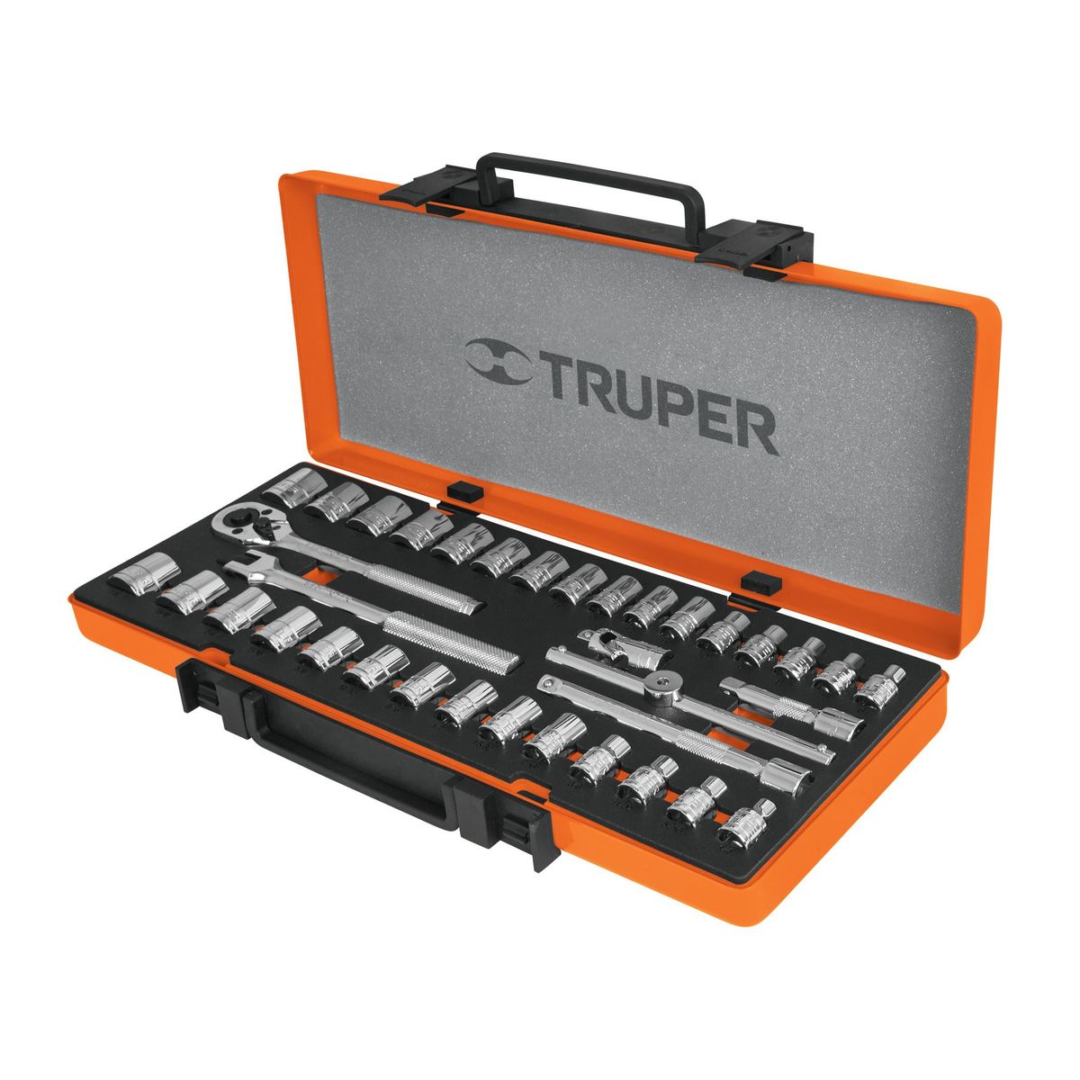 TRUPER - Juego De Copas Mixtas Con 36 Piezas, Cuadrante De 3/8" Truper