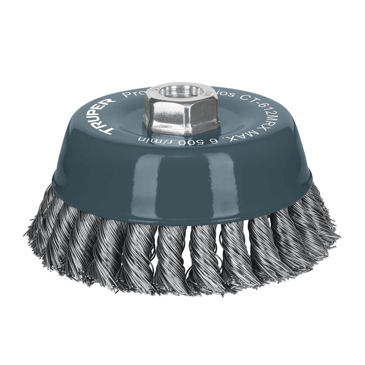 TRUPER - Grata Copa De Alambre Trenzado Grueso De 5", Eje Multi-Rosca Truper