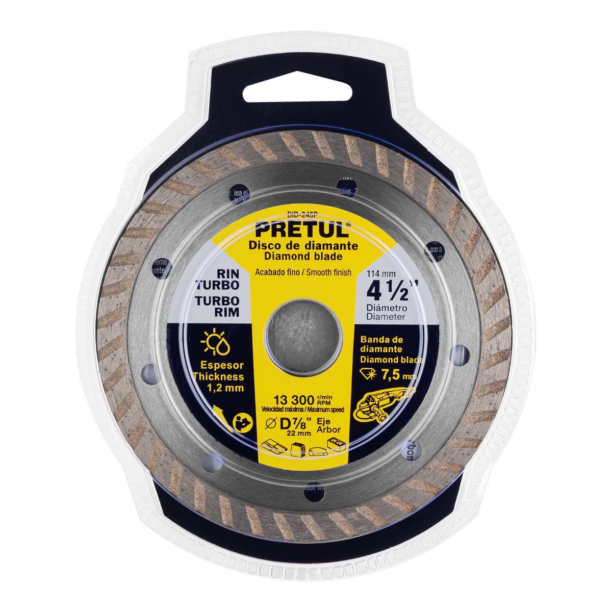 PRETUL - Disco Diamantado Rin Turbo De 4.1/2" Usos Generales Pretul