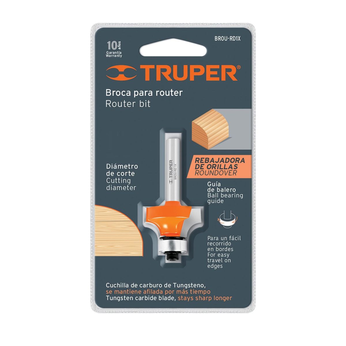 TRUPER - Fresa Redondeadora Con Balinera, Diámetro 1.1/4" Truper