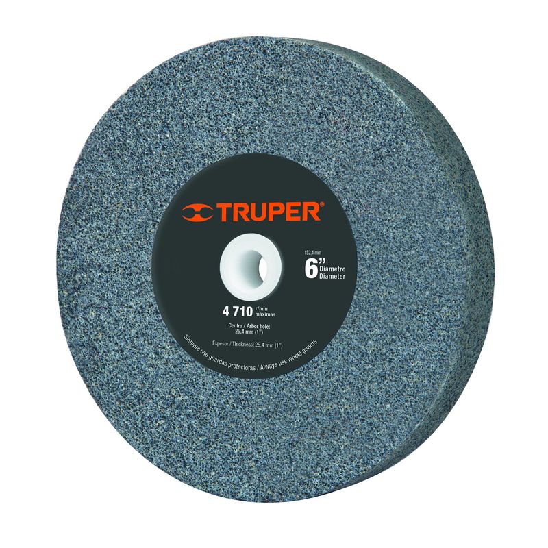 TRUPER - Piedra Abrasiva De 6" Para Esmeril, Grano 60, Espesor 1" Truper