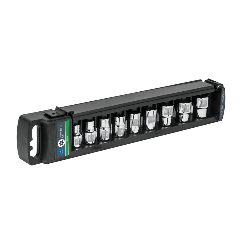 TRUPER - Juego De 10 Copas Torx Desde E7 Hasta E20, Cuadrante 3/8" Truper