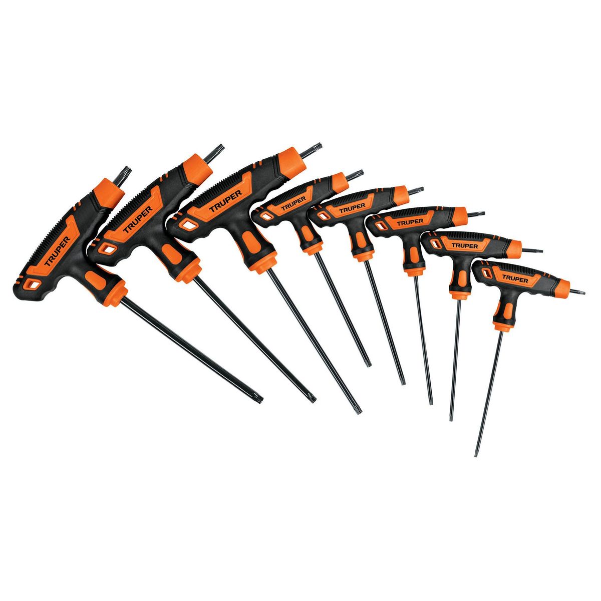 TRUPER - Juego De 8 Llaves Torx Extralargas Con Pin De Seguridad Truper