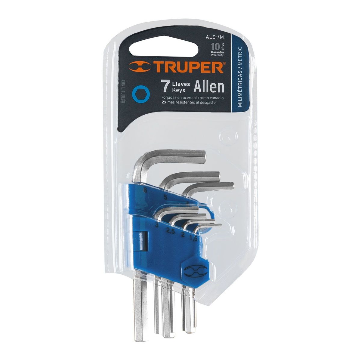 TRUPER - Juego De 7 Llaves Bristol O Allen Métricas Con Estuche Truper