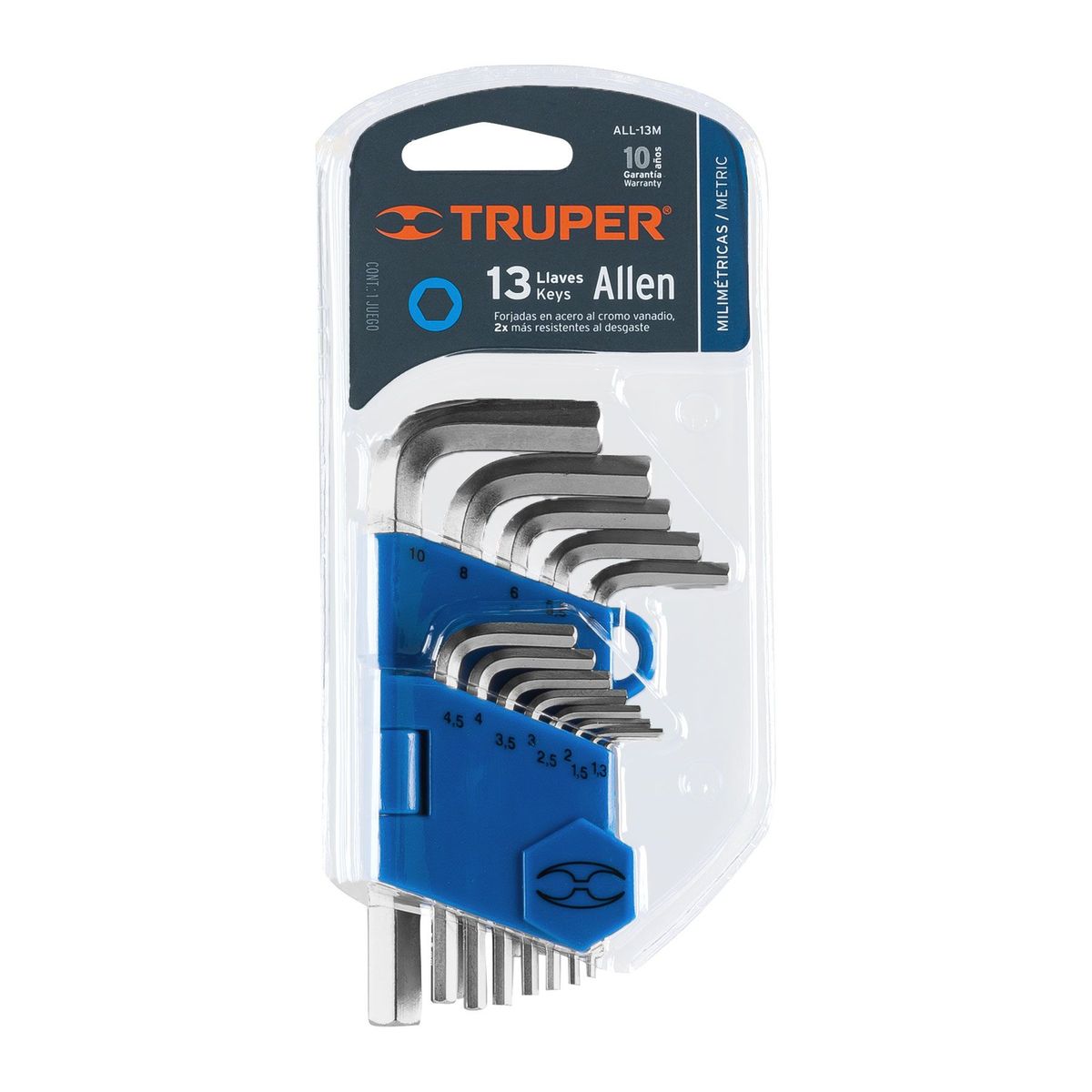 TRUPER - Juego De 13 Llaves Bristol O Allen Métricas Con Estuche Truper