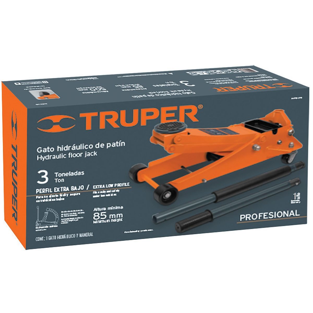 TRUPER - Gato Hidráulico Tipo zorr De 9 Movimientos, 3 Toneladas Truper