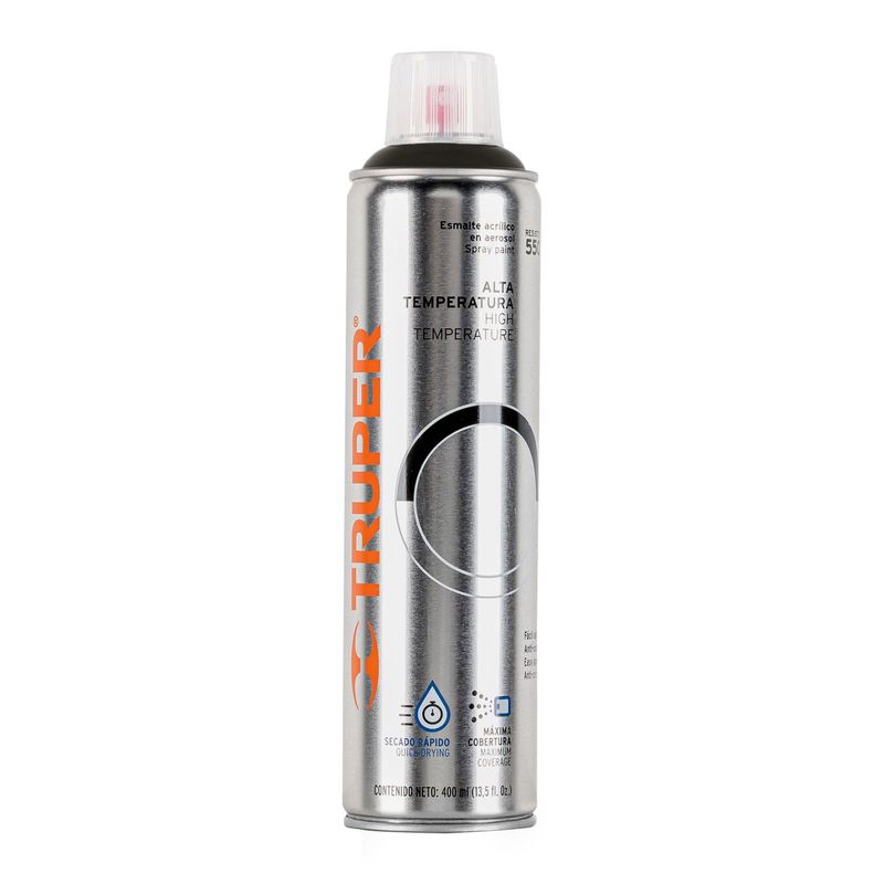 TRUPER - Pintura Aerosol En Lata 400 Ml Alta Temperatura 550°C Negro Truper