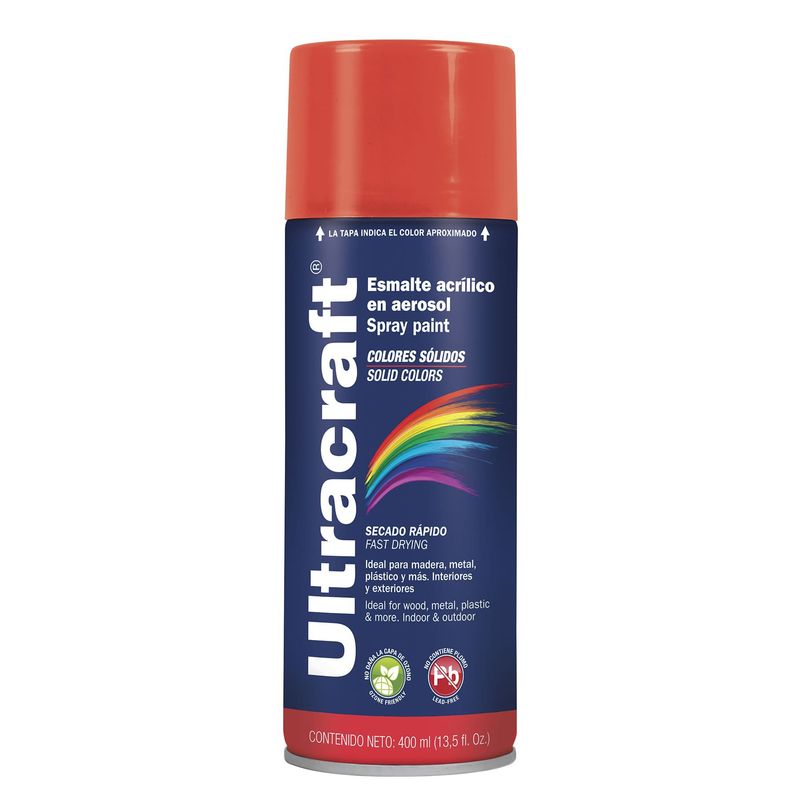 TRUPER - Pintura Rojo Brillante En Aerosol De 400 Ml, Secado Rápido Ultracraft