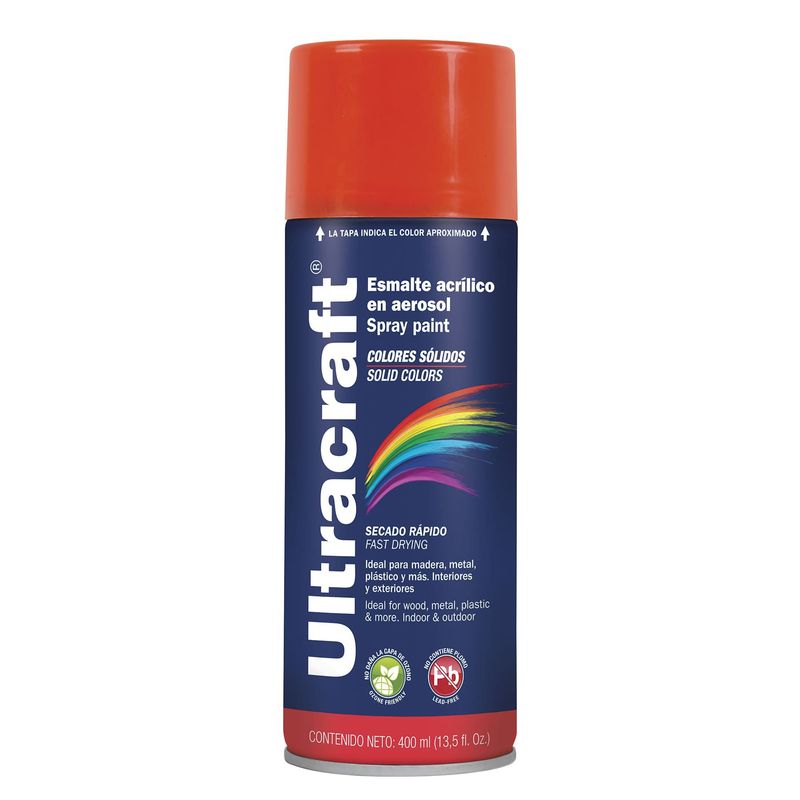 TRUPER - Pintura Naranja En Aerosol De 400 Ml, Secado Rápido Ultracraft