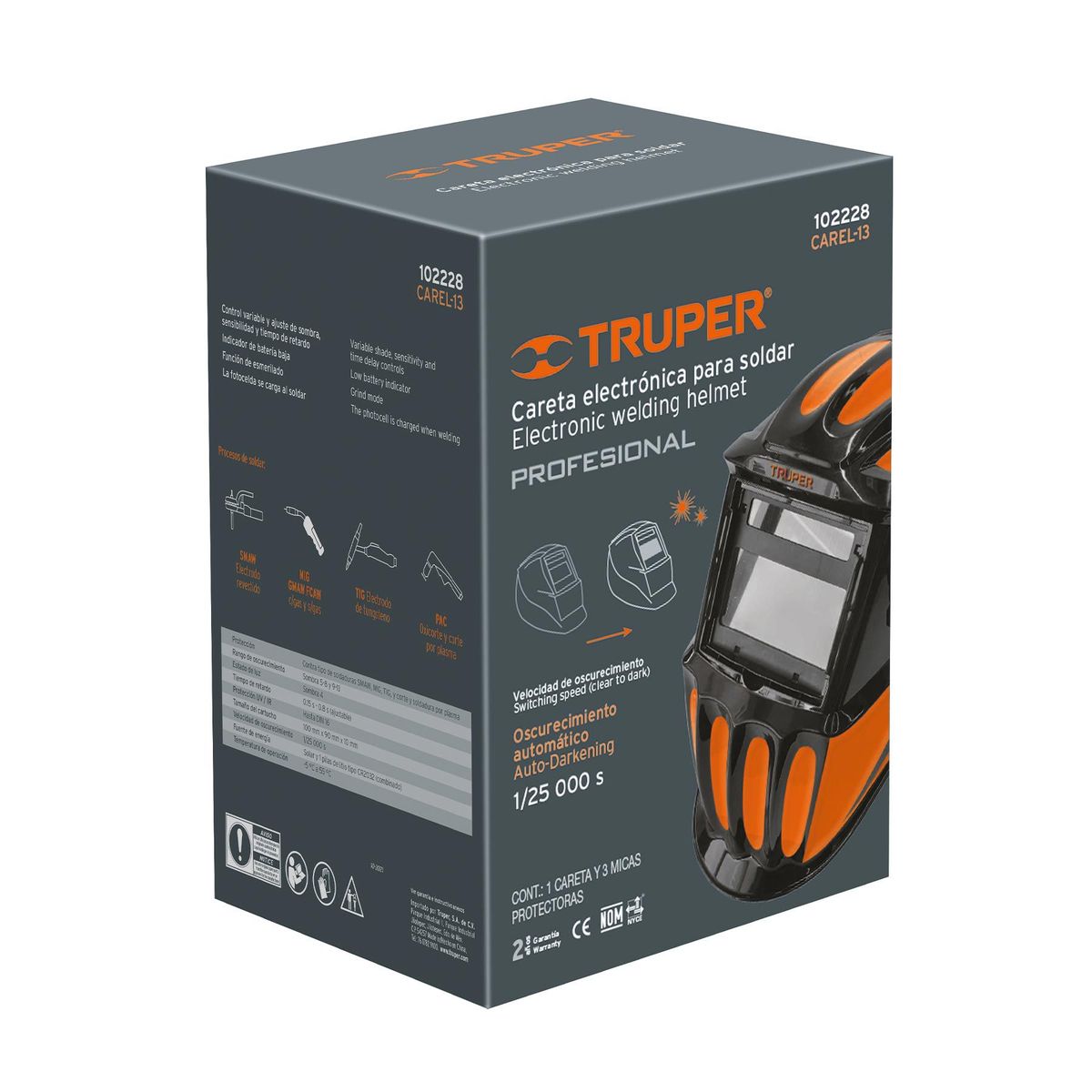 TRUPER - Careta Electrónica Para Soldar, Oscurecimiento Automático Truper