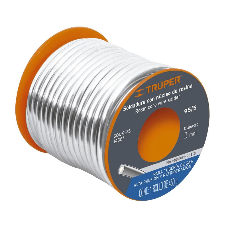 TRUPER - Soldadura Para Tubería De Gas 95/5, Núcleo De Resina Truper