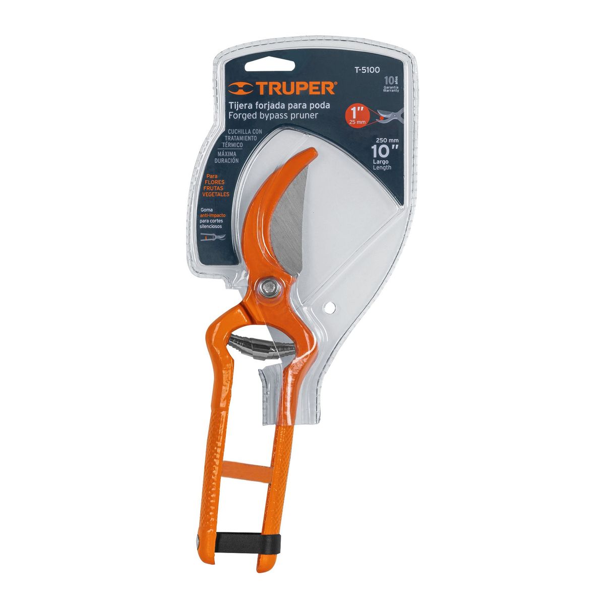 TRUPER - Tijera Forjada Para Poda De 25 Cm, Cuchilla En Acero Térmico Truper