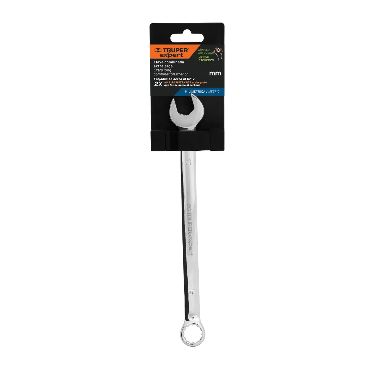 TRUPER - Llave Mixta Extralarga De 17 Mm, Largo 259 Mm, Uso Rudo Truper