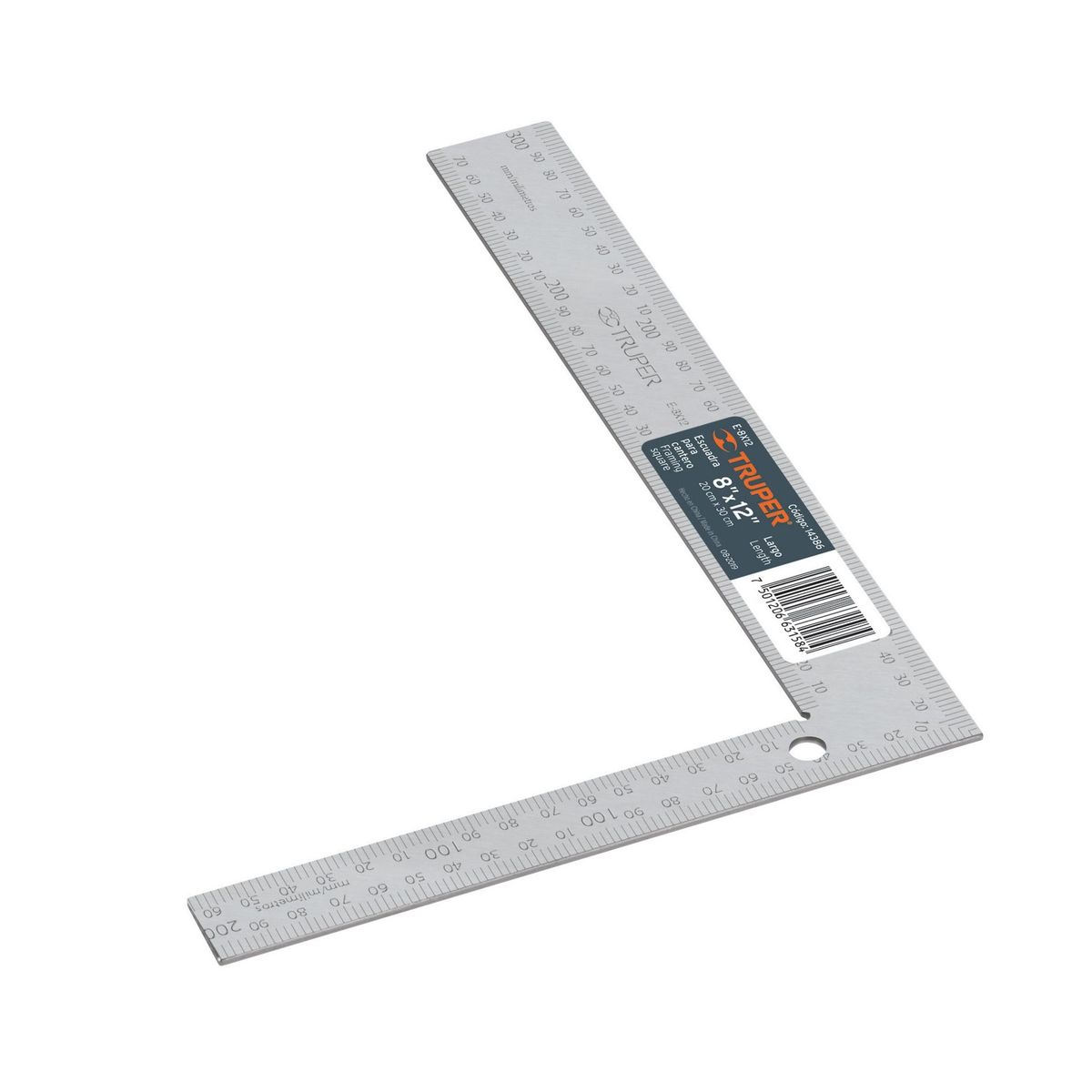 TRUPER - Escuadra Para Cantero De 20 Cm X 30 Cm, Estampada En Acero Truper