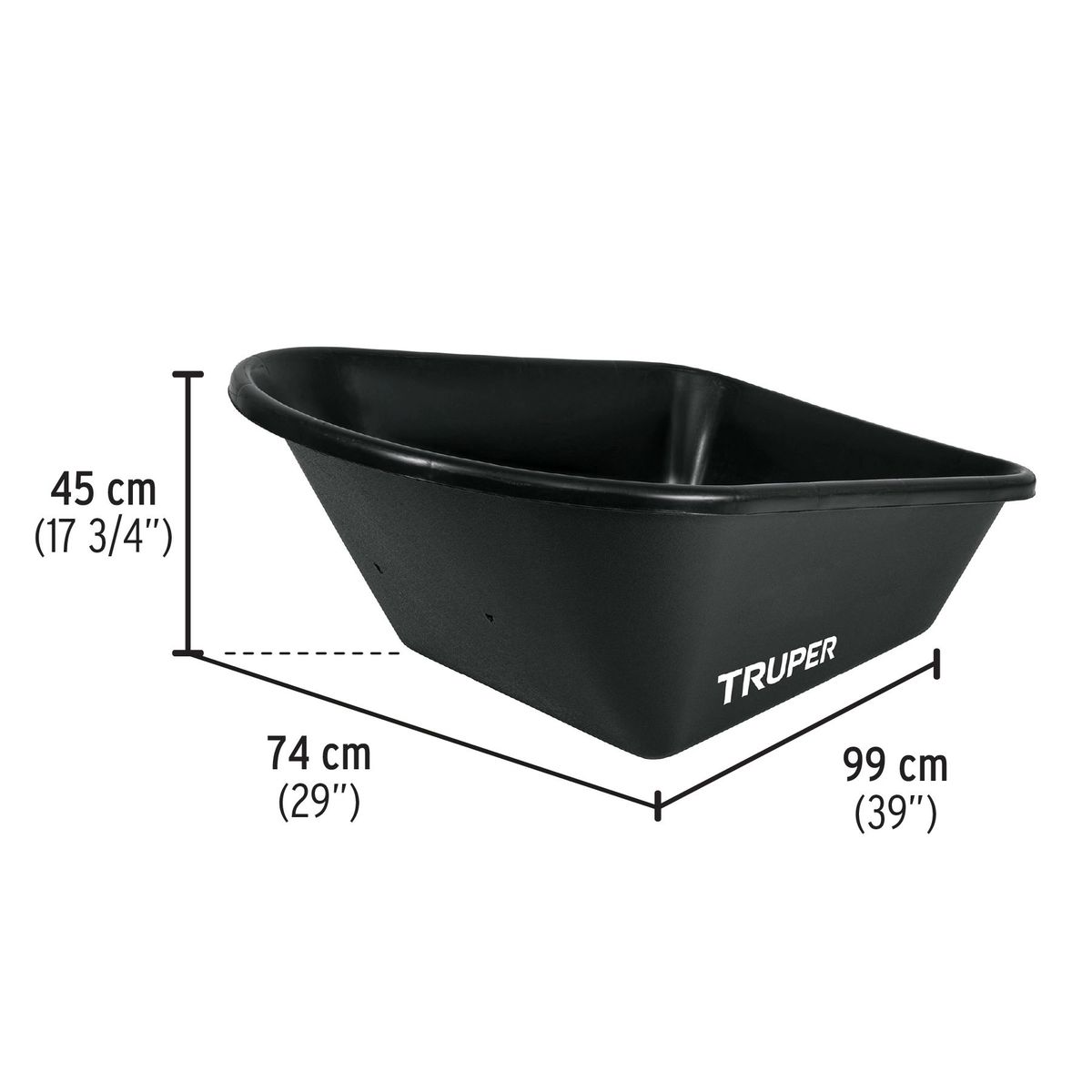 TRUPER - Carretilla Plástica De 120 Litros, Rueda Neumática Lisa Truper
