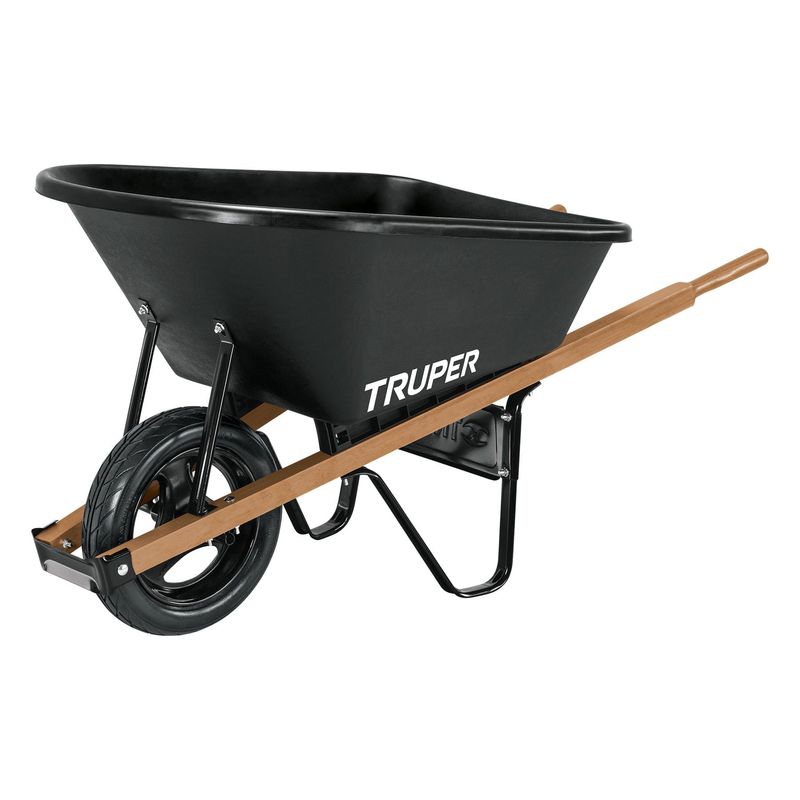TRUPER - Carretilla Plástica De 120 Litros, Rueda Antipinchazo Maciza Truper