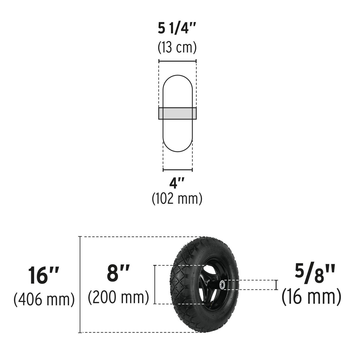 PRETUL - Rueda O Llanta Neumática De 16" X 4" Para Carretilla Pretul