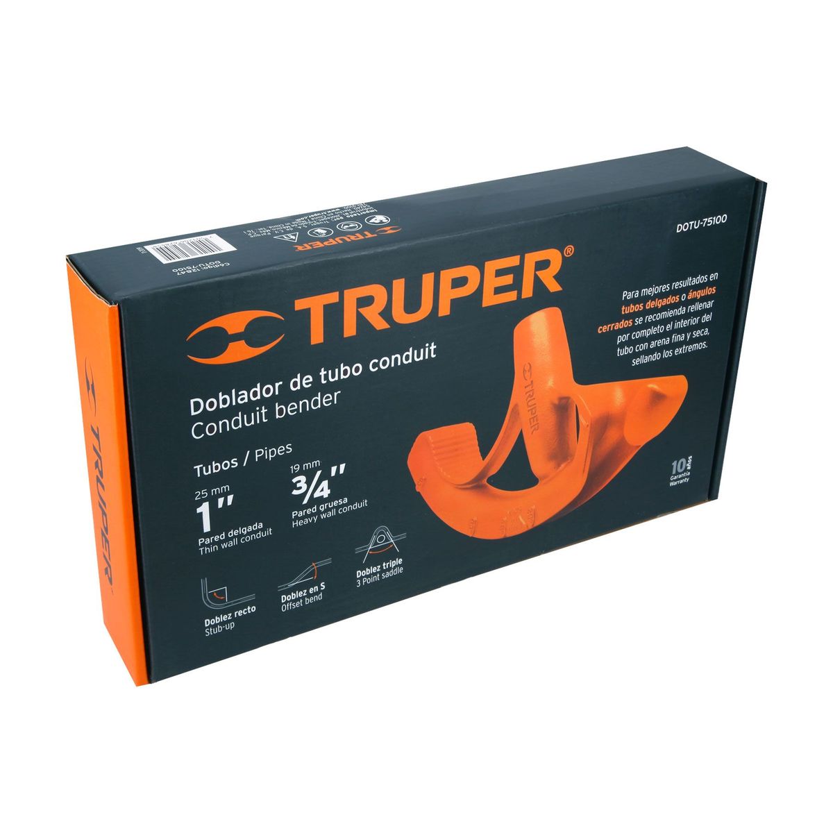 TRUPER - Doblador De Tubo De 1" Y 3/4" Conduit Con Pedal Ancho Truper