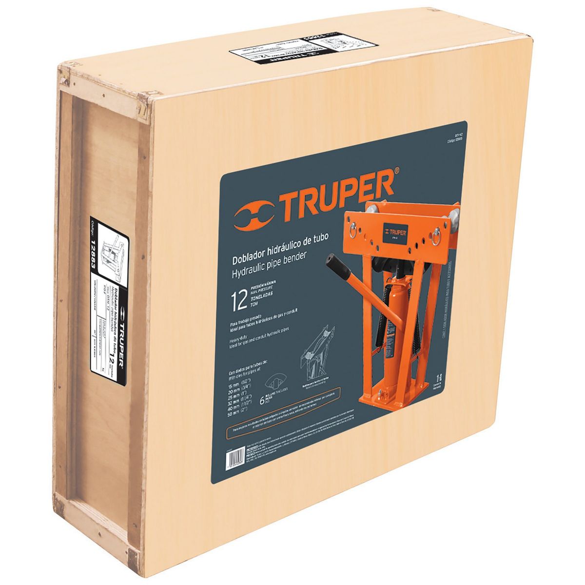 TRUPER - Doblador De Tubo Hidráulico Tubo De 1/2" A 2" 12 Toneladas Truper