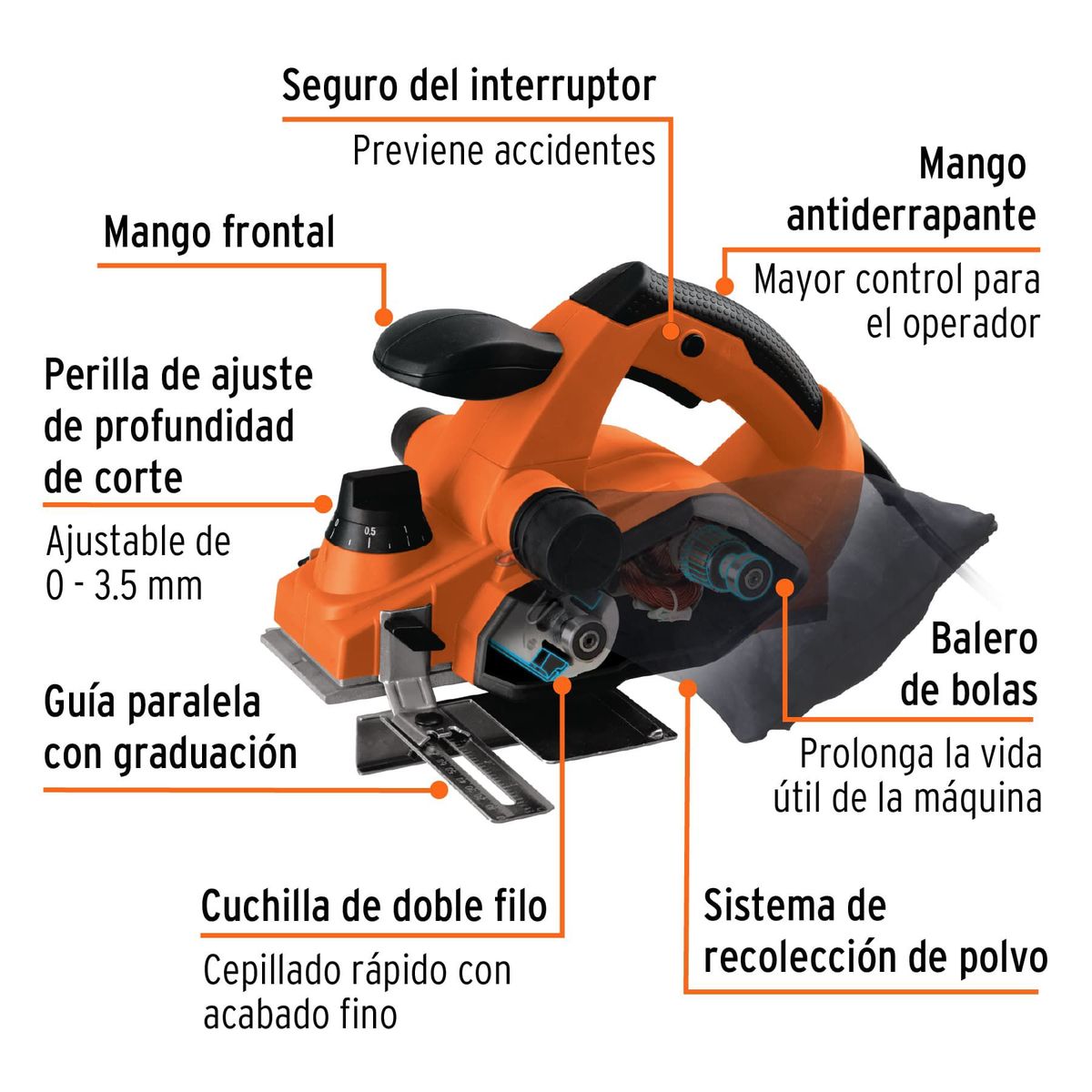 TRUPER - Cepillo Eléctrico Profesional De 3.1/4", 850 W Y 17.000 Rpm Truper