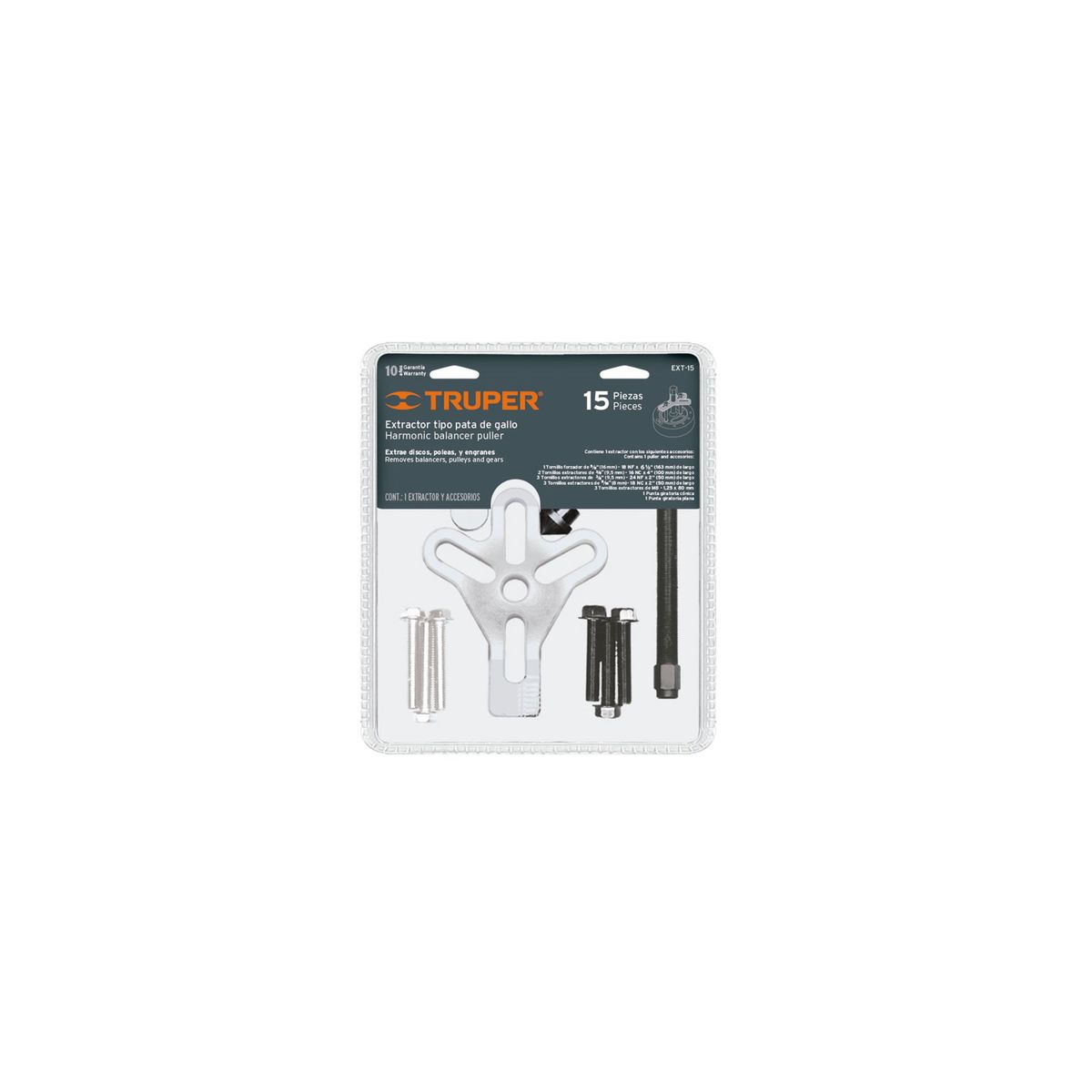 TRUPER - Extractor Pata De Gallo De Cabeza 5/8", Incluye 15 Piezas Truper