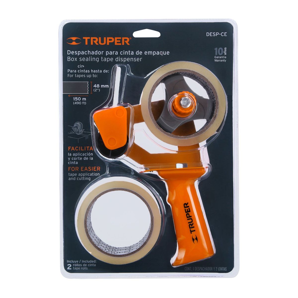 TRUPER - Dispensador De Cinta Ancha Con Cortador, Incluye 2 Cintas Truper