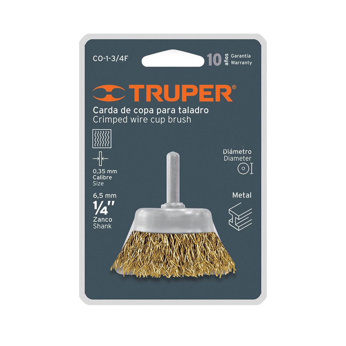 TRUPER - Grata Copa De Alambre Fino De 2.3/4", Zanco De 1/4" Truper