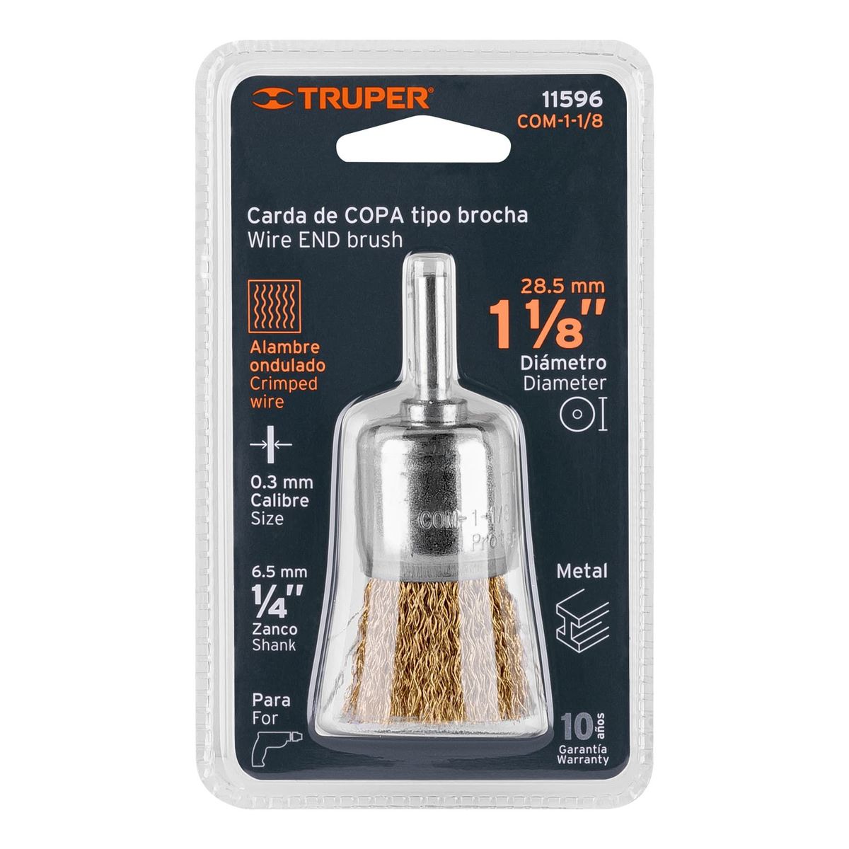 TRUPER - Grata Copa De Alambre Grueso De 1.1/8", Zanco De 1/4" Truper