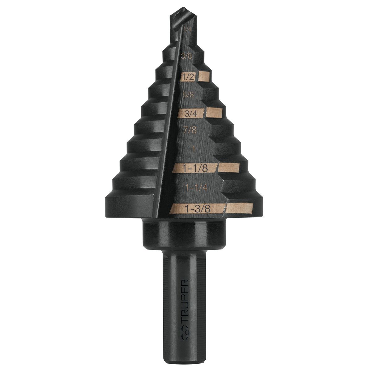 TRUPER - Broca Escalonada 1/4" A 1.3/8" De 10 Escalones Óxido Negro Truper