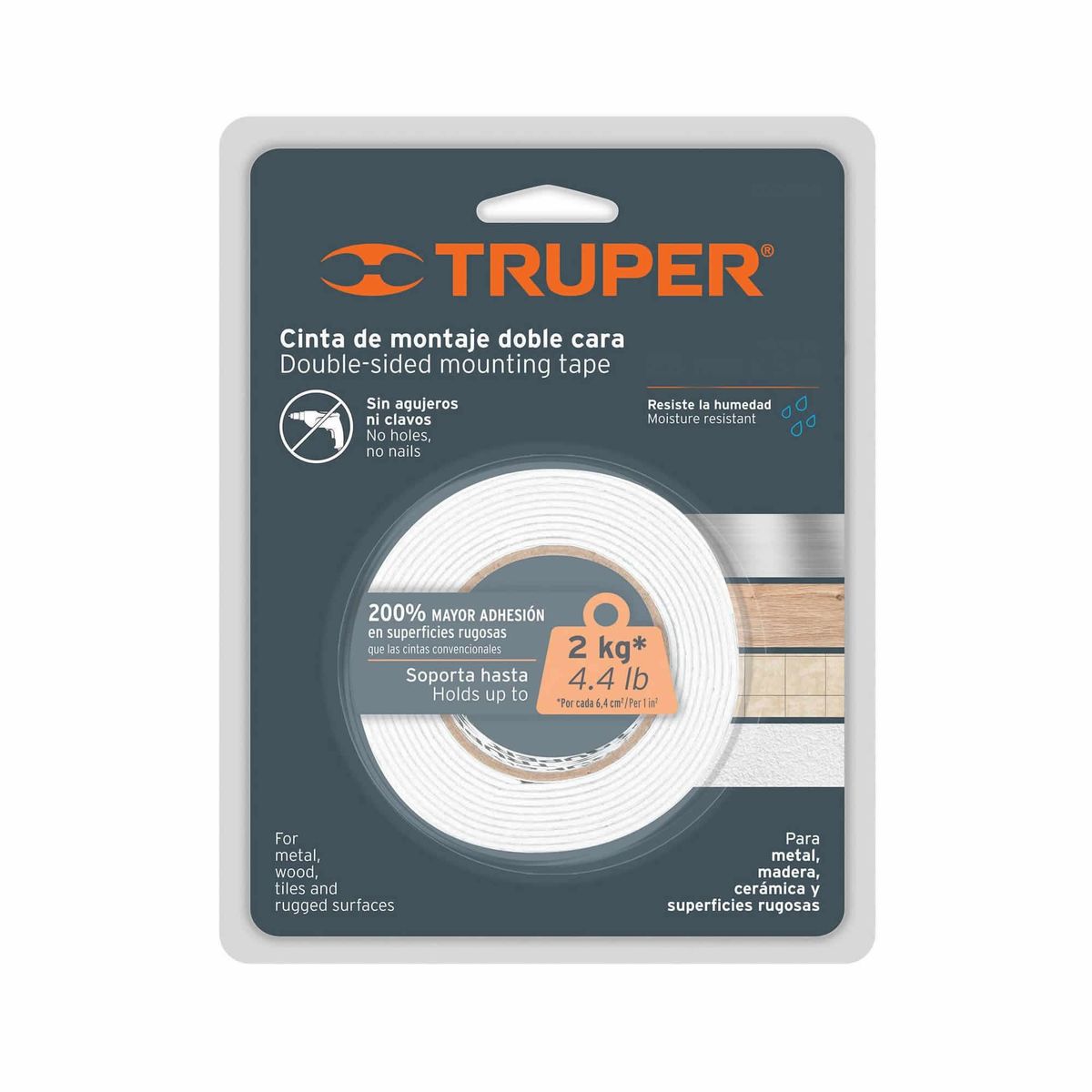 TRUPER - Cinta Doble Faz De 5 Metros Para Uso Profesional, Hot Melt Truper