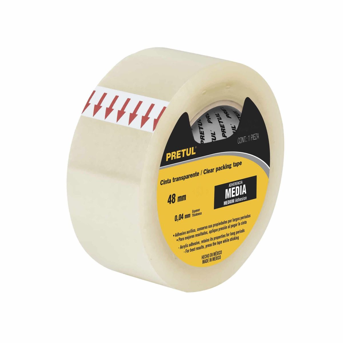 PRETUL - Cinta Ancha Transparente Uso Hogar De 40 Metros Y 48 Mm Pretul