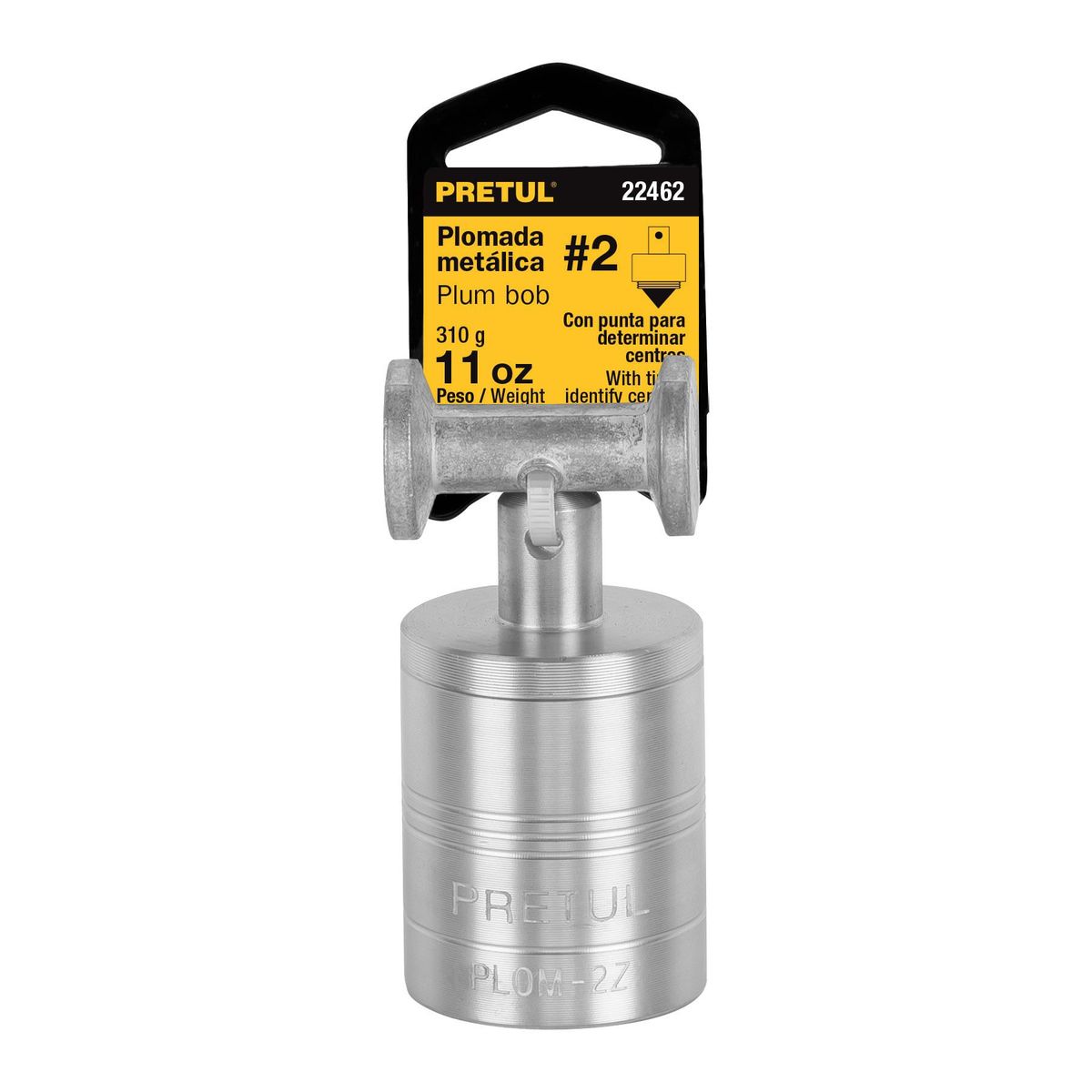 PRETUL - Plomada Metálica #2, 11 Oz (310 G) Con Punta Para Centros Pretul