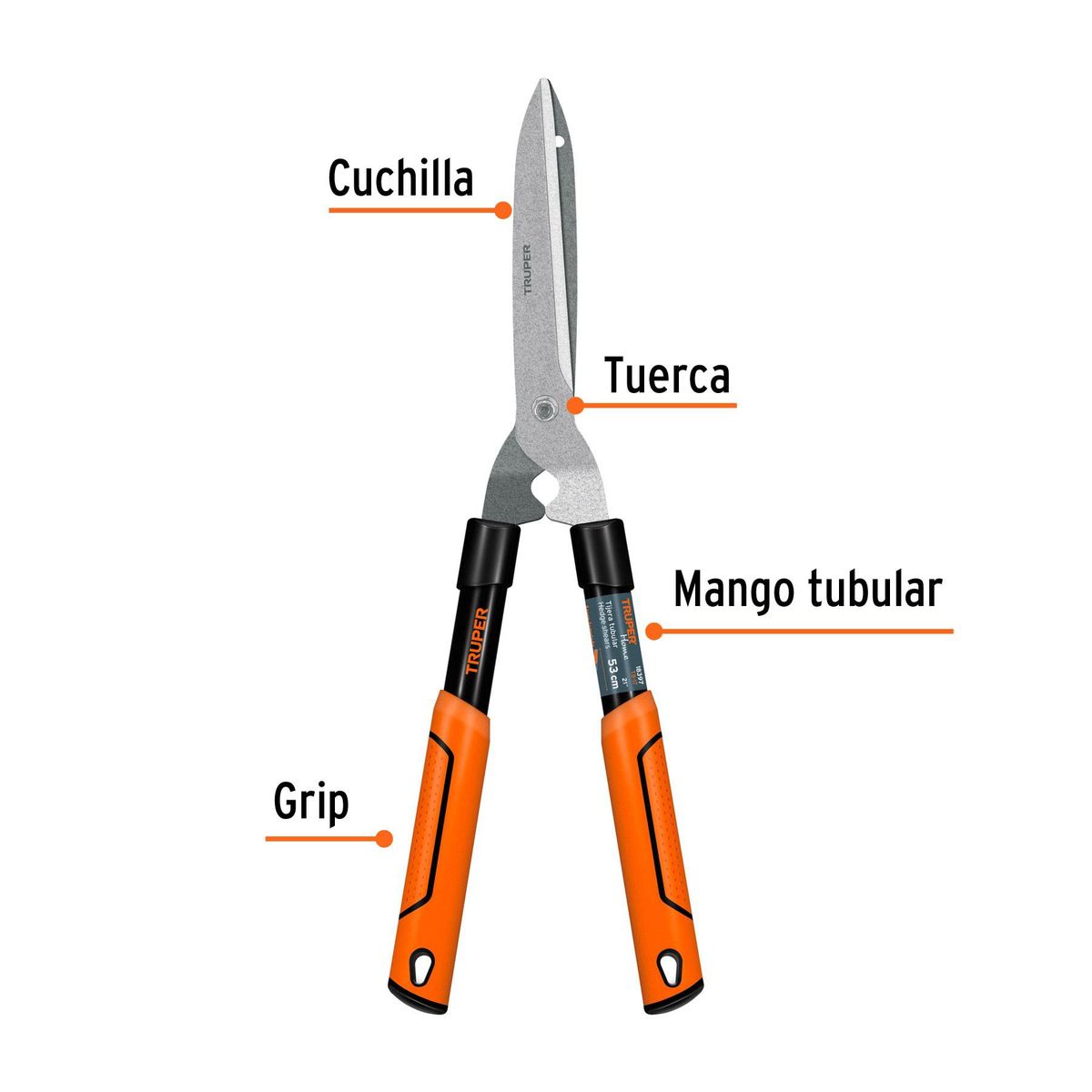 TRUPER - Tijera Ligera Para Poda De 53 Cm Con Mangos Tubulares Truper