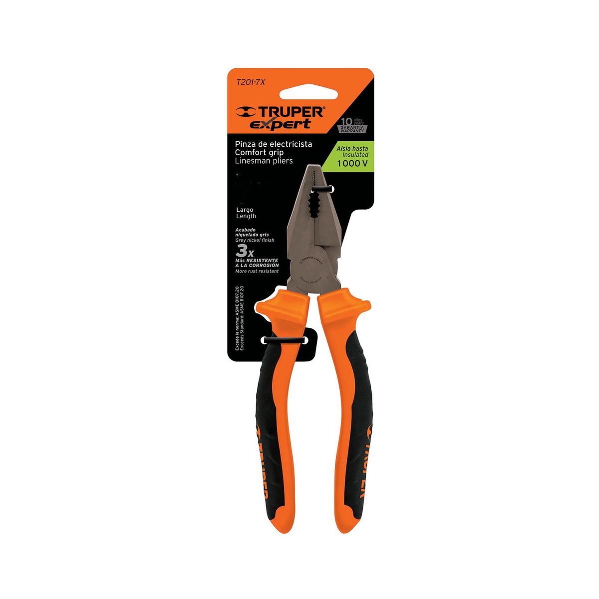 TRUPER - Alicate De Electricista Industrial De 8", Comfort Grip Truper