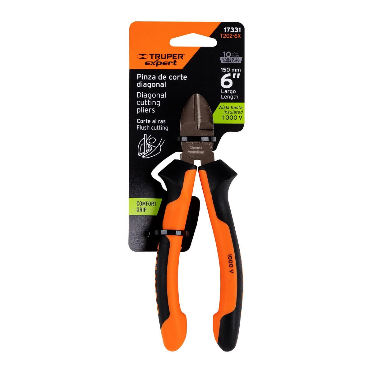 TRUPER - Alicate Corta Frio Industrial De 6", Comfort Grip Truper