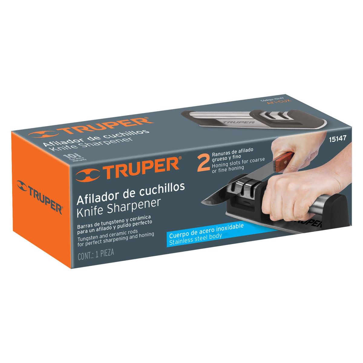 TRUPER - Afilador De Cuchillos Profesional En Acero Inoxidable Y Abs Truper