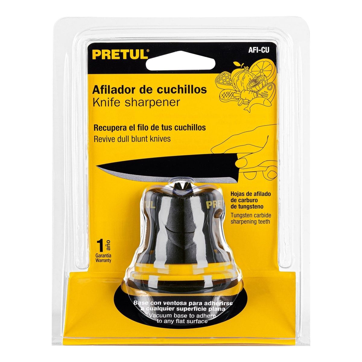 PRETUL - Afilador De Cuchillos Con Base De Succión Y Cuerpo En Abs Pretul