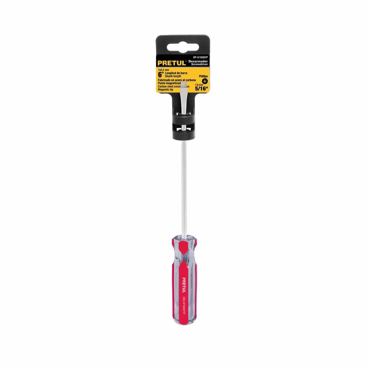 PRETUL - Destornillador De Pala 5/16" X 6", Mango De Pvc Pretul