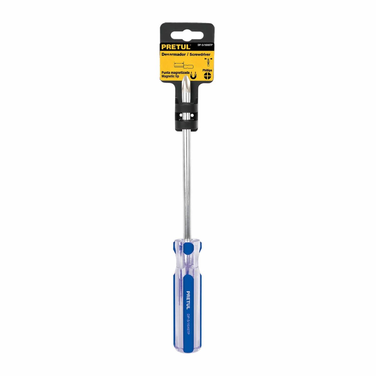 PRETUL - Destornillador De Estrella 3/16" X 6", Mango De Pvc Pretul