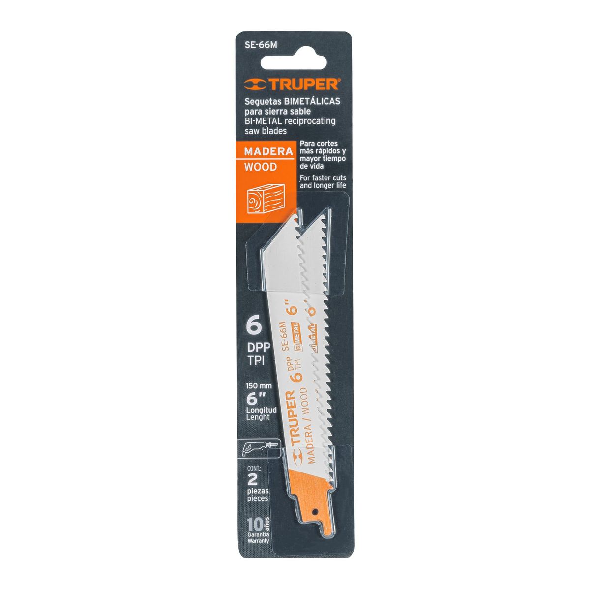 TRUPER - 2 Seguetas Para Sierra Sable 6", 6 Dpp Para Uso En Madera Truper