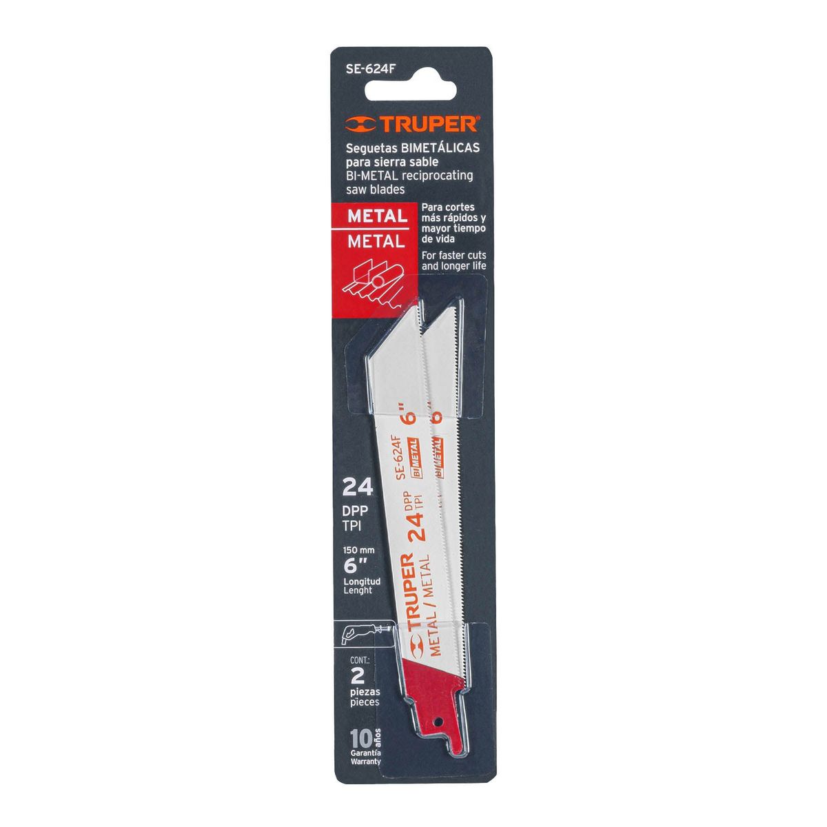 TRUPER - 2 Seguetas Para Sierra Sable 6", 24 Dpp Para Uso En Metales Truper