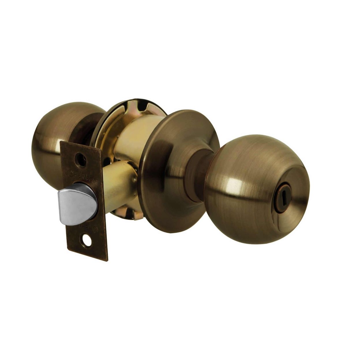 HERMEX - Cerradura O Chapa Para Baño, Tipo Esfera Latón Oscuro Hermex