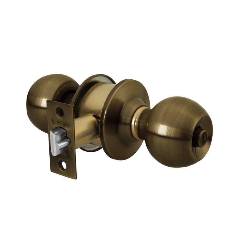 HERMEX - Cerradura O Chapa Para Habitación, Tipo Esfera Latón Oscuro Hermex